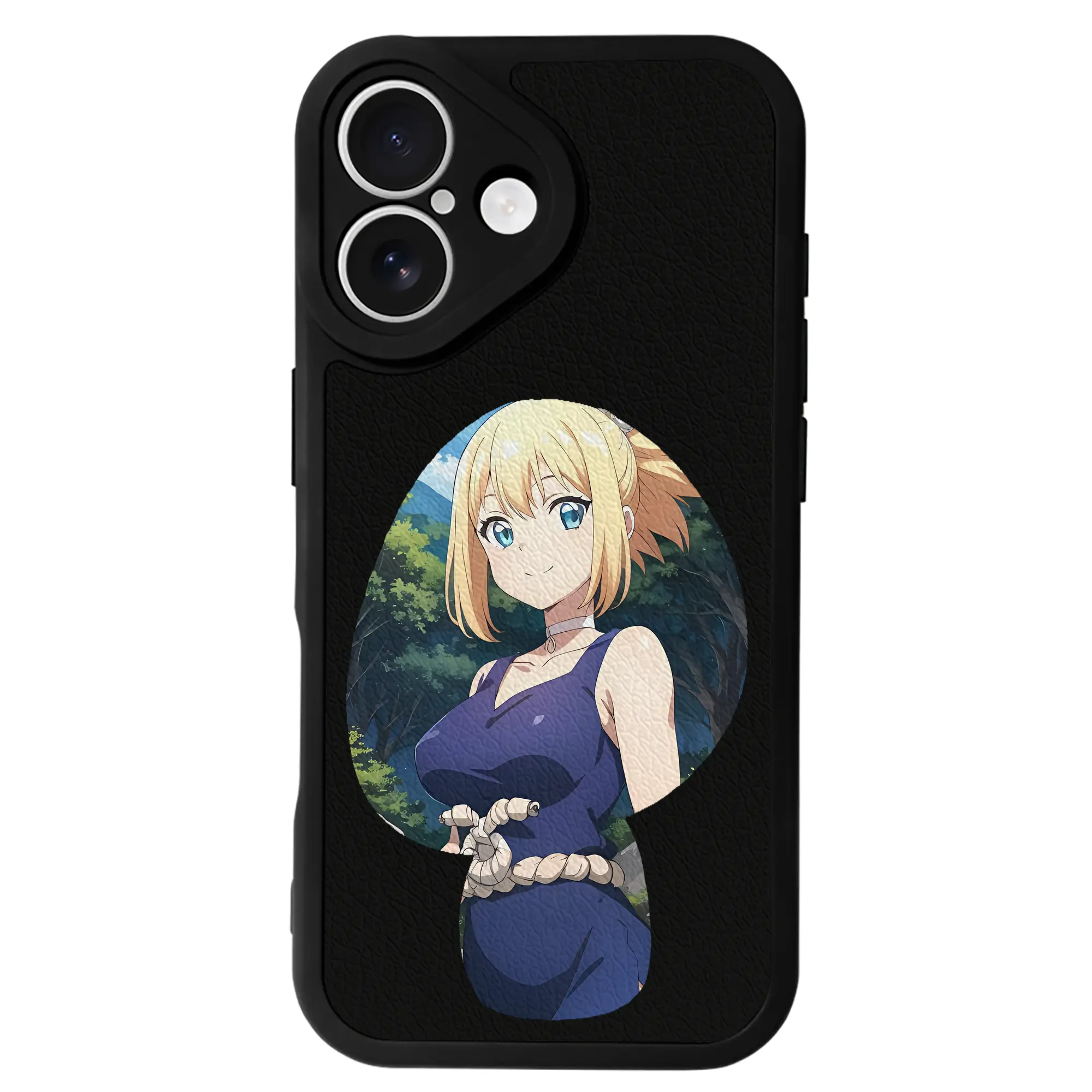 ドクターストーン グッズ,コハク - IPhone 16シリーズ対応 ・ シリコンスマホケース ・ レザー調 ・ 高精度フィット ・ 耐衝撃 ・ ワイヤレス充電対応 ・ 精密カット